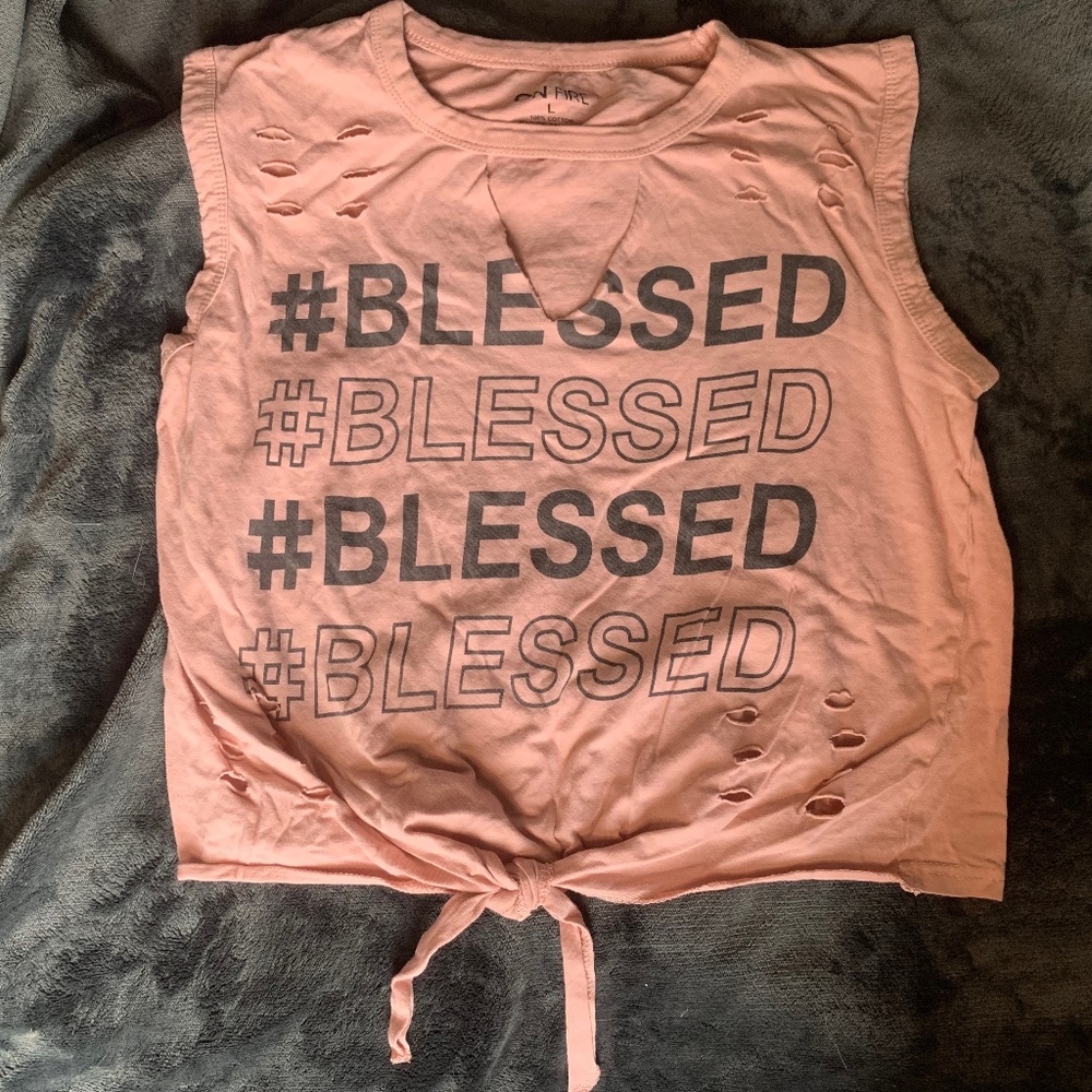 Blessed Distressed Crop Top